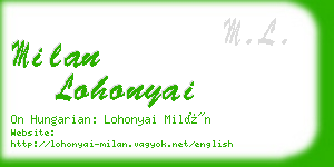 milan lohonyai business card